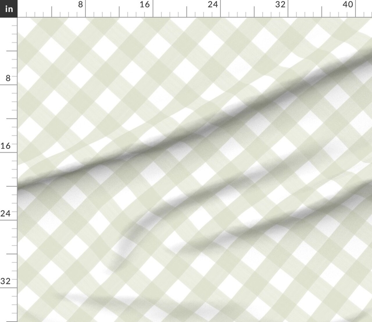 Various Fabrics by the Yard or Fat Quarter Green Gingham Plaid Buffalo Cottagecore Diagonal Modern Country Kisch Picnic Large Scale Custom Printed Fabric by Spoonflower